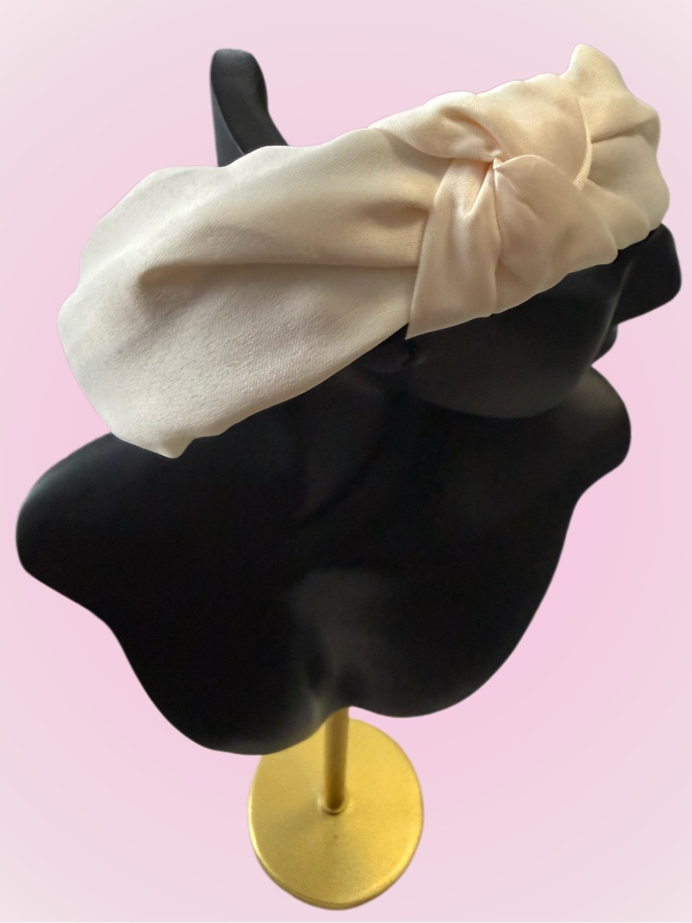 White/Cream Knotted Satin Headband - Women Accessories